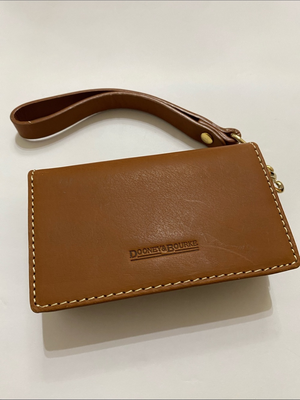 Dooney & Bourke Tan Leather Wristlet Wallet with Strap